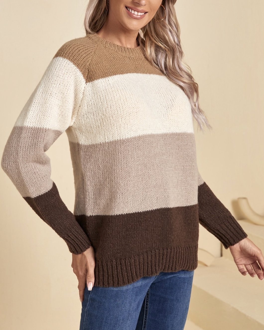 Imagem do produto BLUSA TRICOT GROSSO QUATRO CORES BEGE