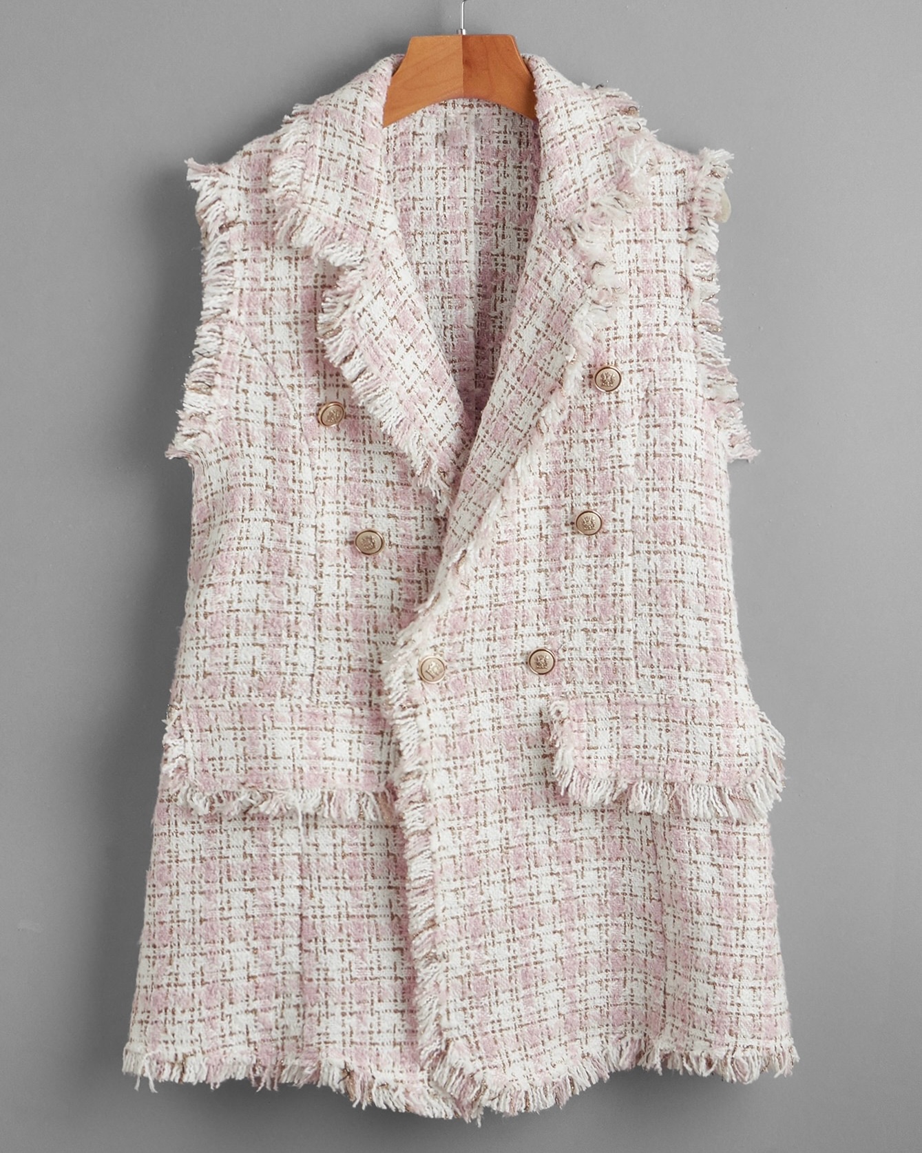 Imagem do produto COLETE TWEED ROSA BEBE BOTOES