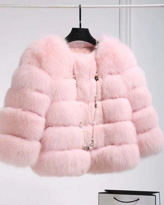 Imagem do produto CASACO PELE STRIPES ROSA CANDY