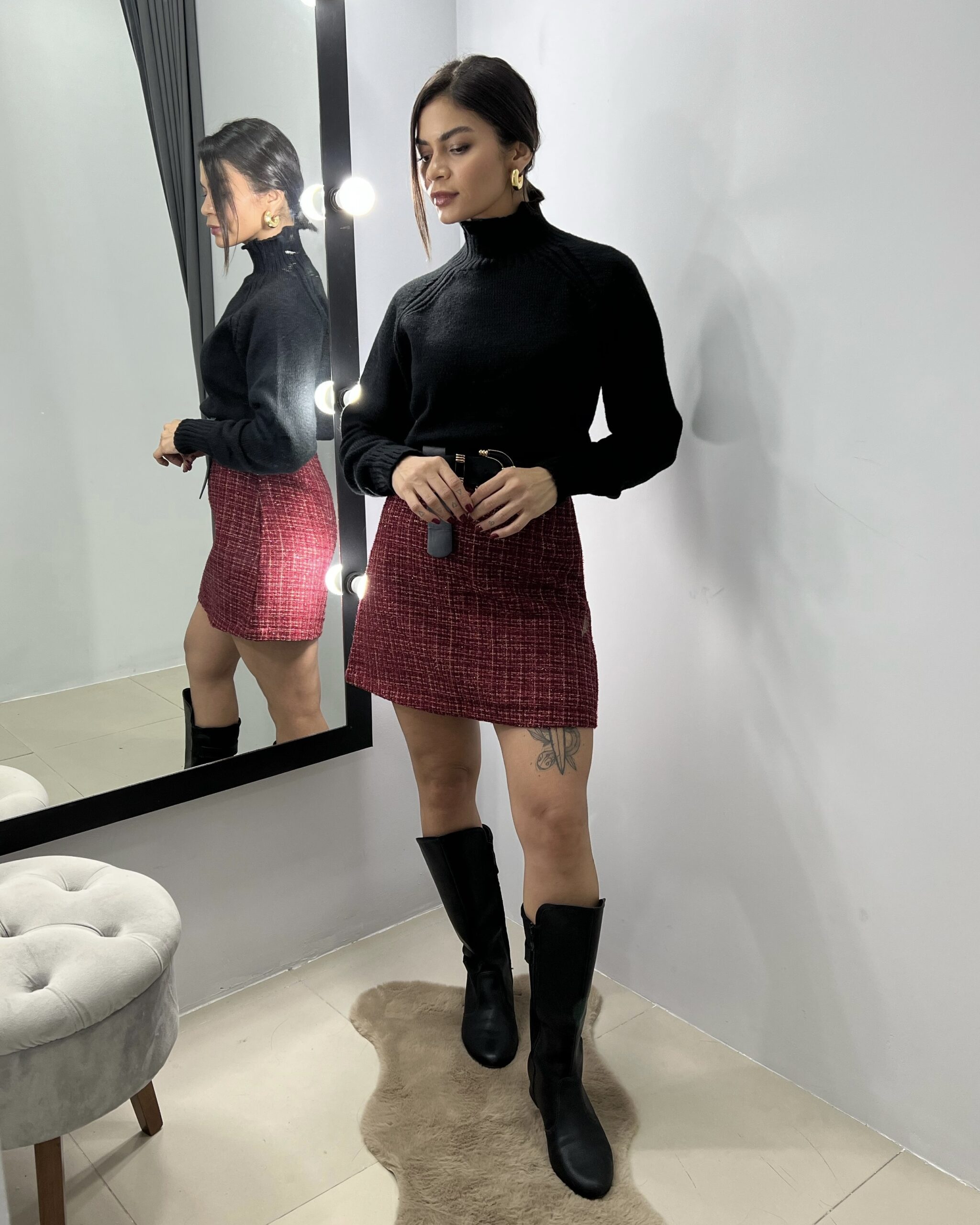 Imagem do produto SAIA TWEED BORDO BRILHO