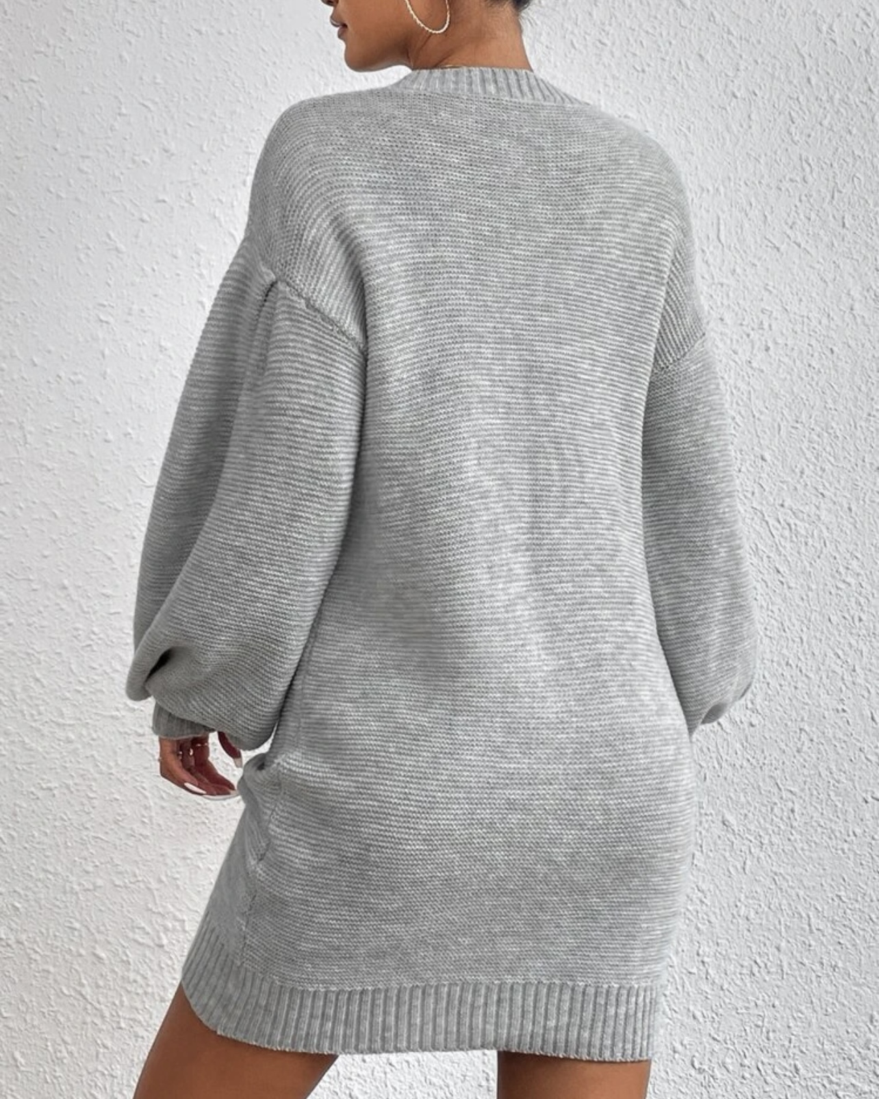 Imagem do produto VESTIDO TRICOT CINZA MESCLA MANGA BUFANTE