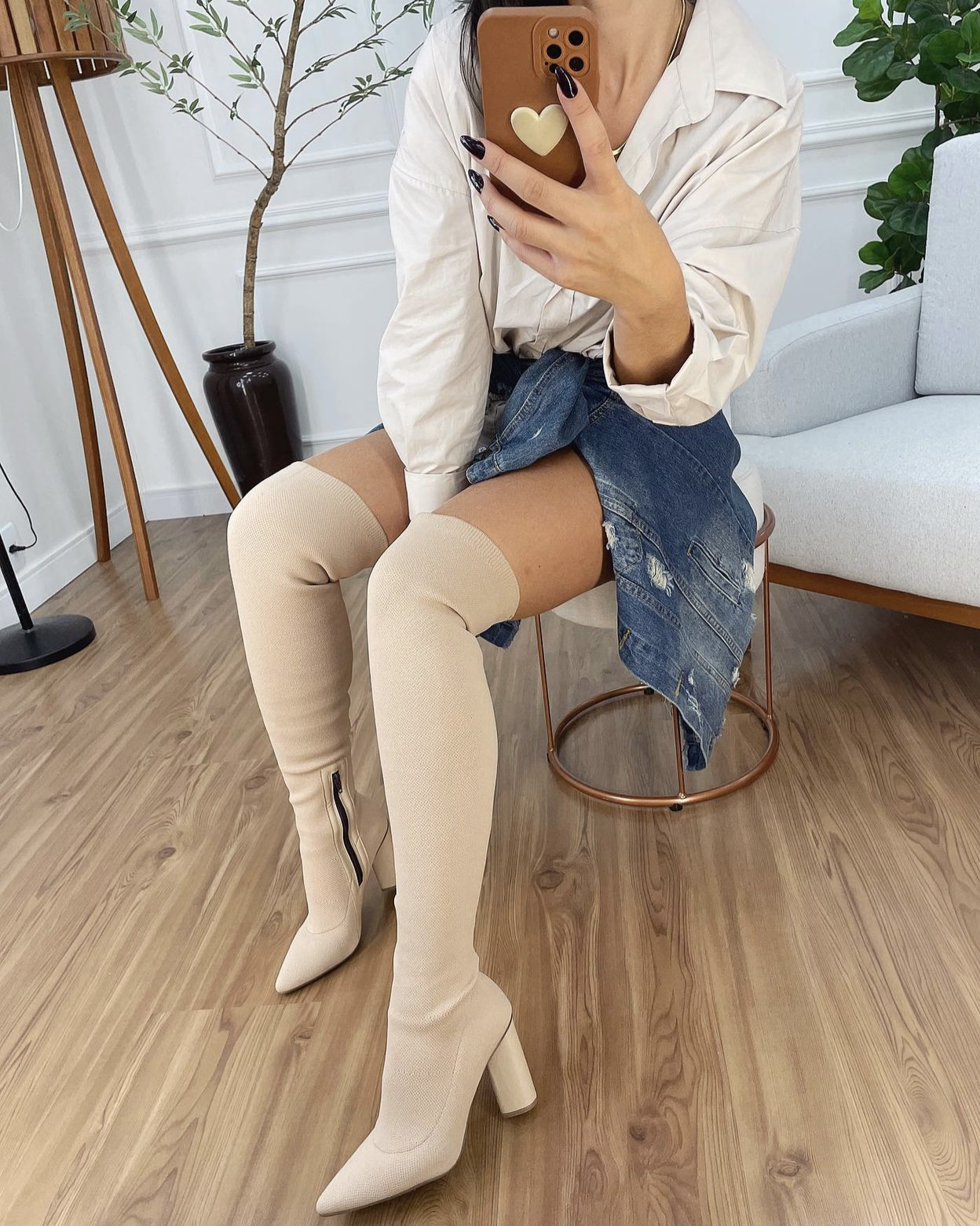 Imagem do produto BOTA OVER THE KNEE MEIA BEGE