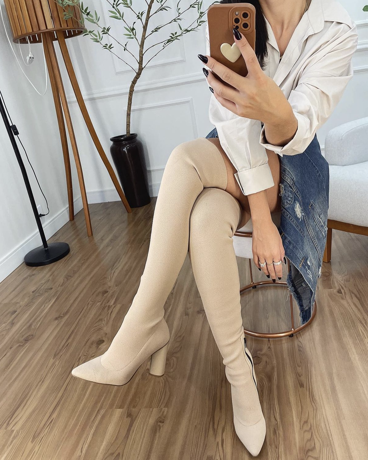 Imagem do produto BOTA OVER THE KNEE MEIA BEGE