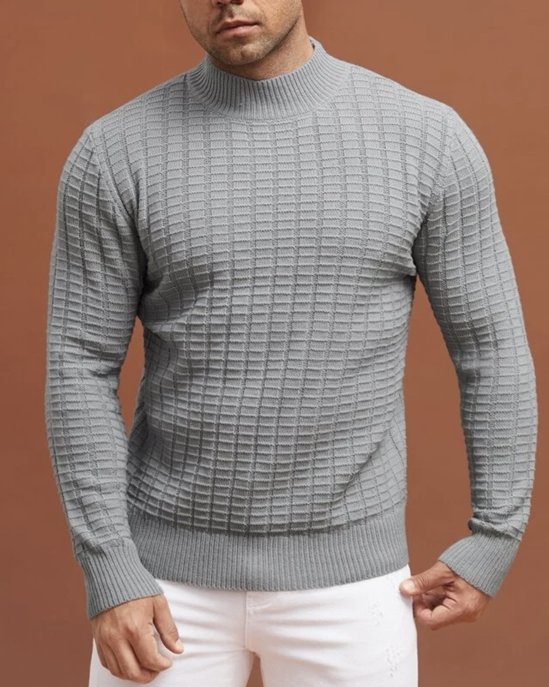 Imagem do produto BLUSA TRICOT TEXTURA RETANGULAR CINZA CLARO
