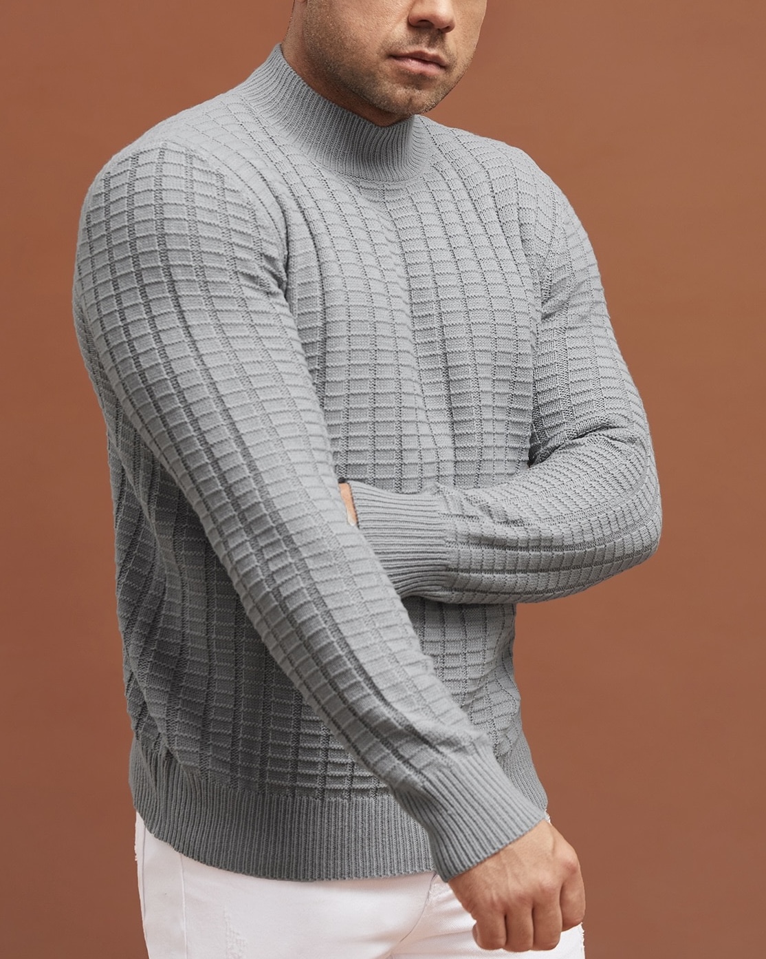 Imagem do produto BLUSA TRICOT TEXTURA RETANGULAR CINZA CLARO