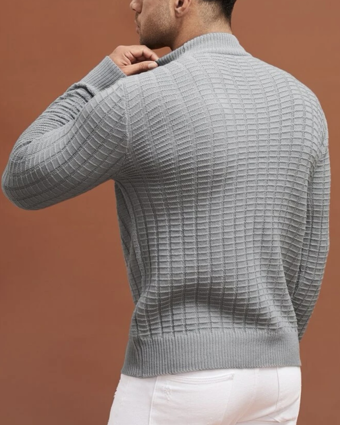 Imagem do produto BLUSA TRICOT TEXTURA RETANGULAR CINZA CLARO