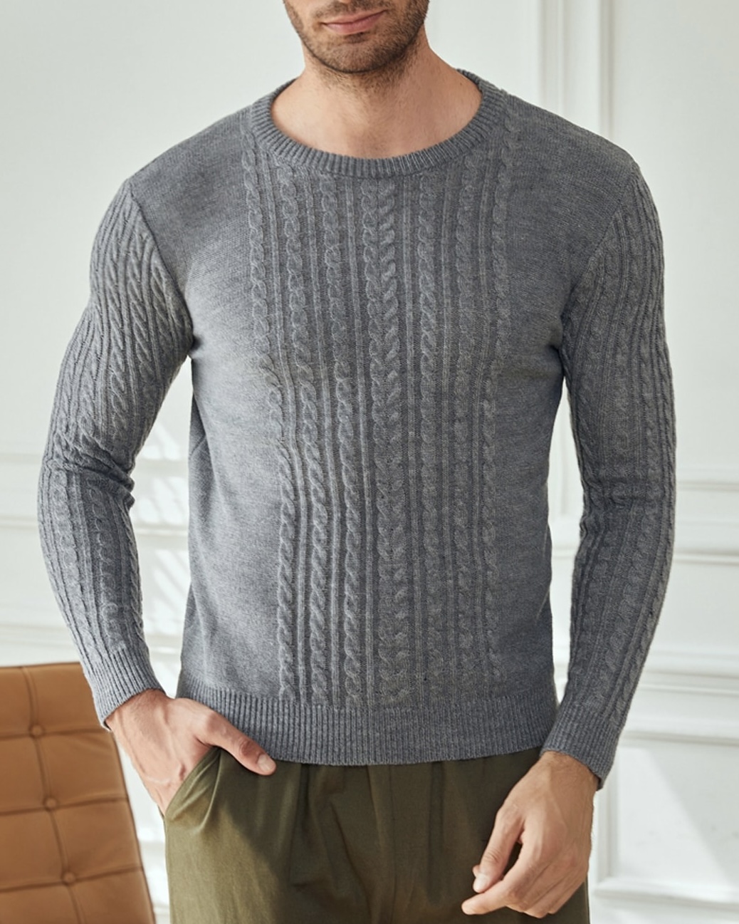Imagem do produto BLUSA CINZA TRICOT TRANÇADO