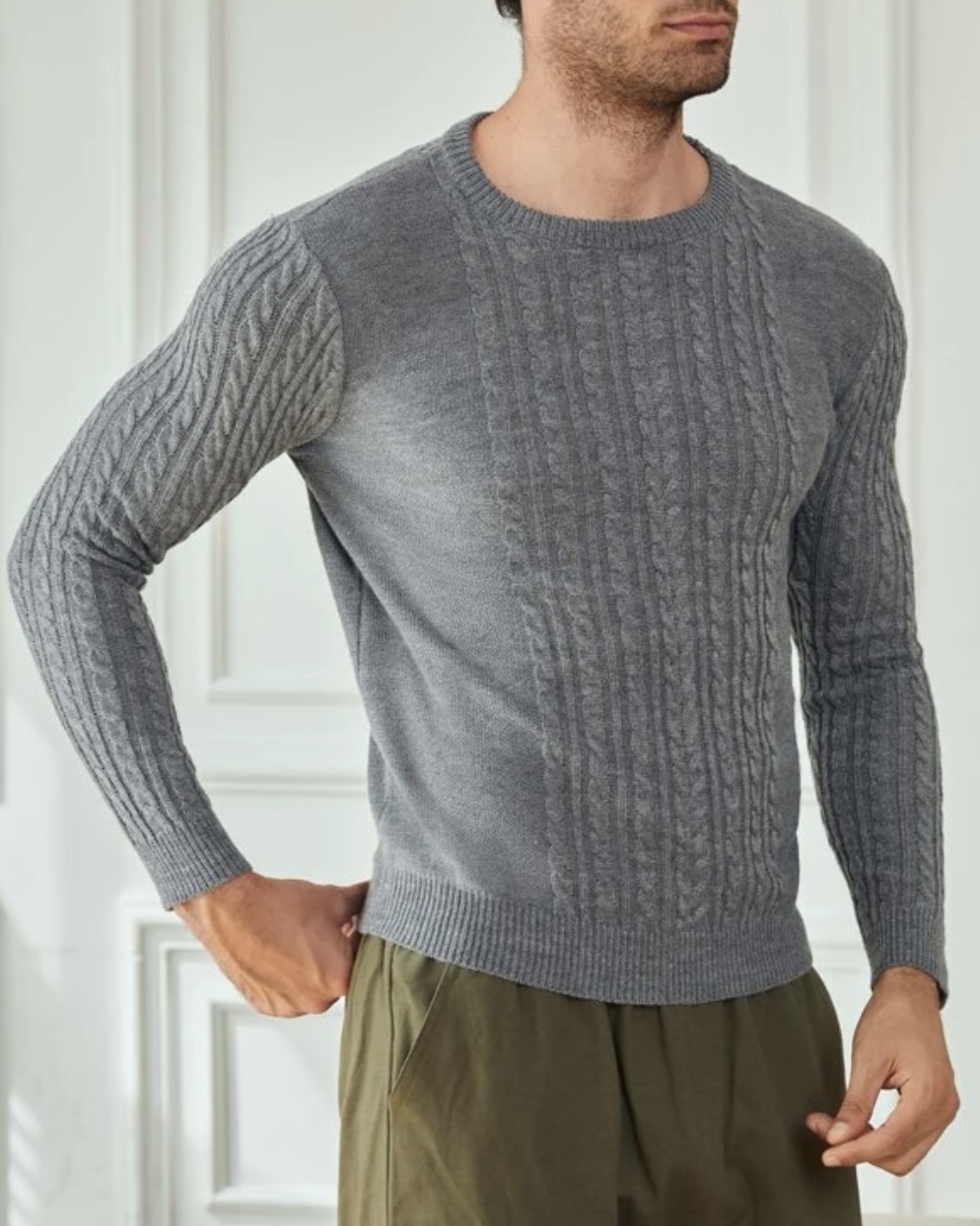 Imagem do produto BLUSA CINZA TRICOT TRANÇADO
