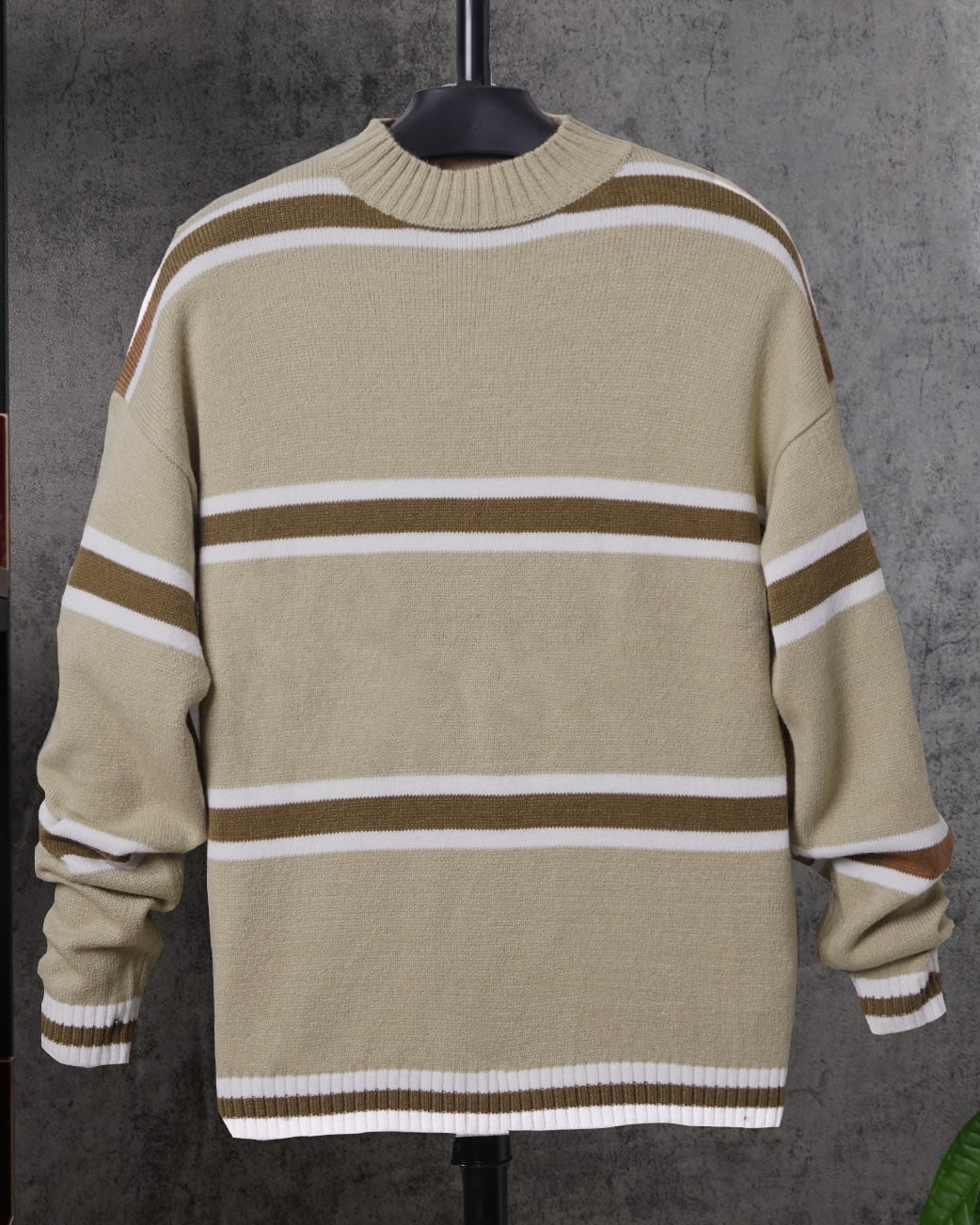 Imagem do produto BLUSA TRICOT LISTRA BEGE BRANCO CARAMELO
